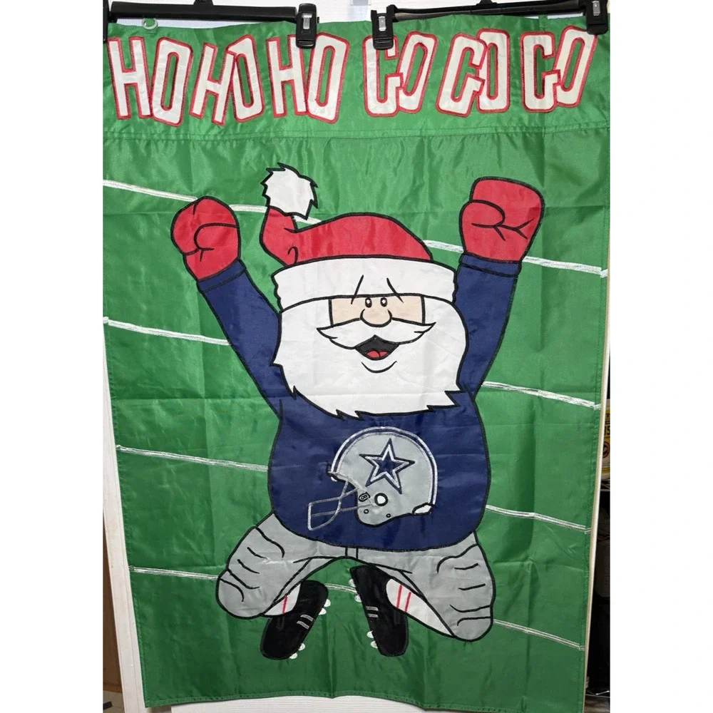 Dallas Cowboys Santa Claus Ho Ho Ho Go Go Go Flag-27.5 x40 in